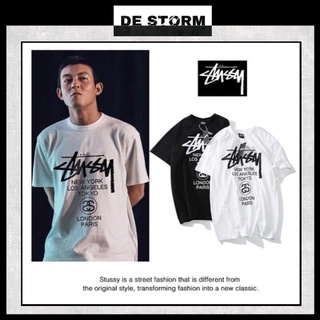 Áo thun cotton stussy world tour 💥 cao cấp 💥 full tag túi zipper form chuẩn âu trắng đen - de storm