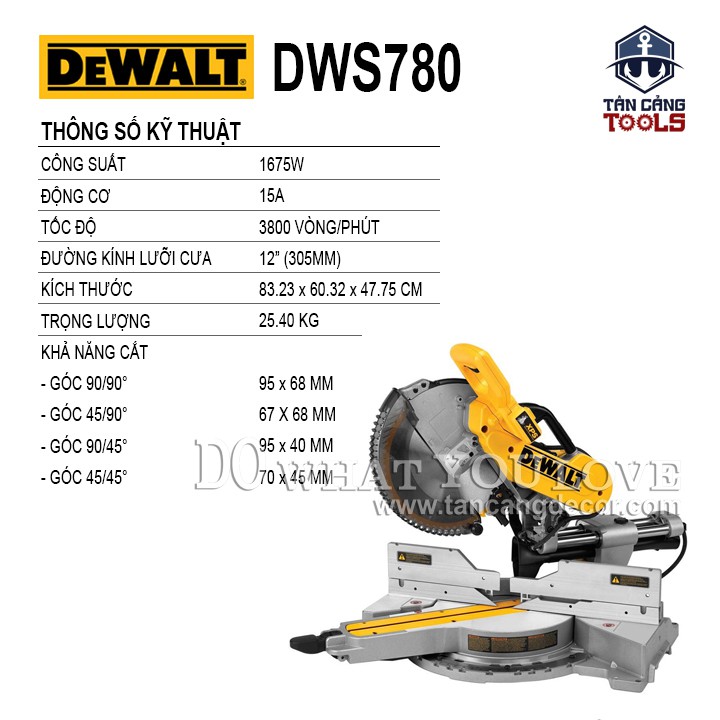 Máy Cưa Cắt Đa Góc Trục Trượt Dewalt DWS780