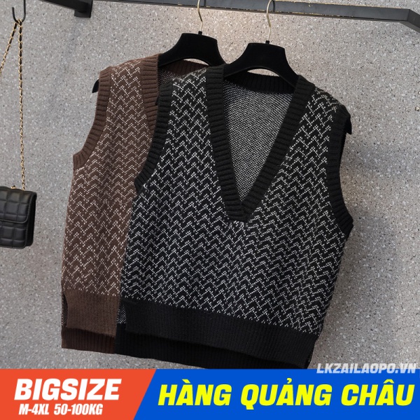 BIGSIZE Nữ (45-100kg) Áo sweater nữ len dệt kim gile form rộng Không Tay Cổ Điển Thời Trang Mùa Thu Mới Cho Nữ - Phong cách Hàn Quốc ulzzang - quảng châu cao cấp - cho người mập béo 45-100kg