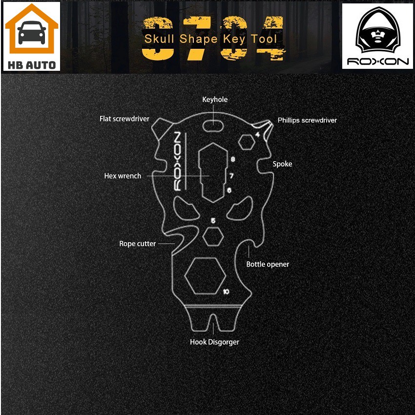 Móc Khóa Đa Năng Hình Đầu Lâu Roxon Skull Shape Key Tool S704