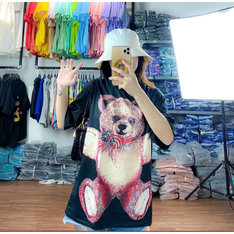 Áo thun 3D đen gấu