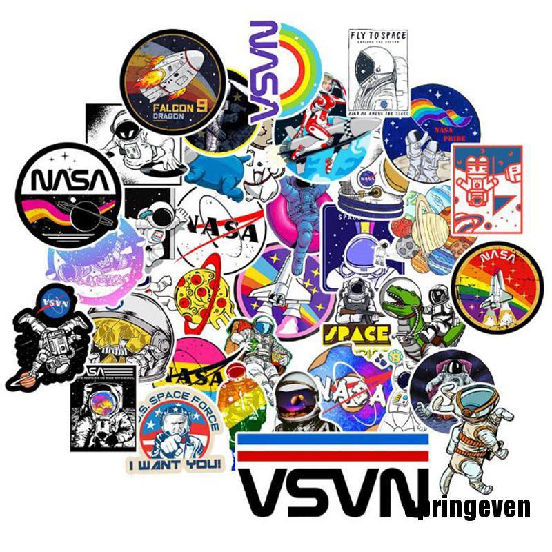 Bộ 50 Miếng Dán Hình Phi Hành Gia Hoạt Hình Cổ Điển Chống Thấm Nước Cho Bé