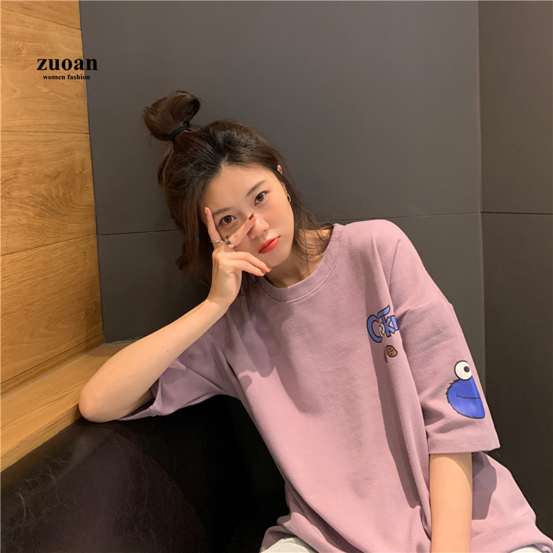 SUXI Áo Thun Nữ Ngắn Tay In Hình Hoạt Hình