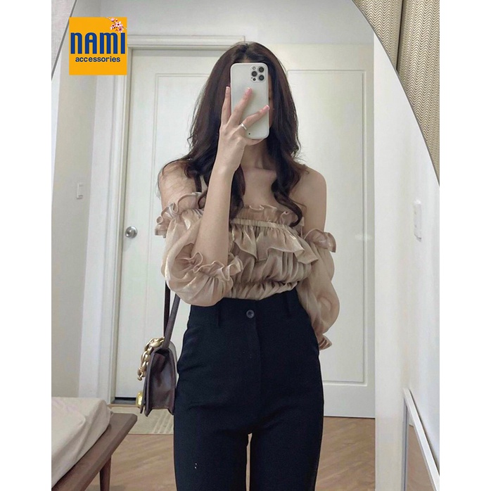 ( HÀNG CHUẨN ĐẸP ) Áo Nhún Bèo Trễ Vai Tay Phồng Tiểu Thư Siêu Đáng Yêu Quyến Rũ Mặc Là Mê - ATNU036