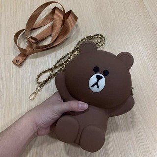 ❤️𝙁𝙍𝙀𝙀𝙎𝙃𝙄𝙋❤️ Túi đeo chéo gấu silicon brown