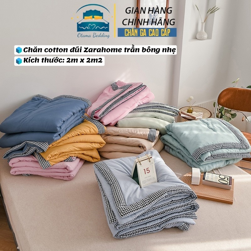 Chăn Đũi Sọc Kẻ To Kích Thước 2mx2m3 - chăn bông cotton 2 lớp có chần bông