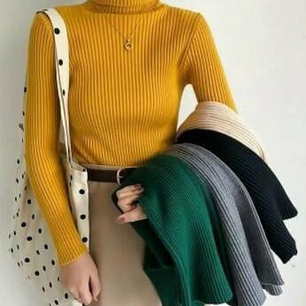 Mới Áo Sweater Dệt Kim Dáng Dài / Dài In Họa Tiết Hoa Cúc / Rùa Dễ Thương Cho Nữ