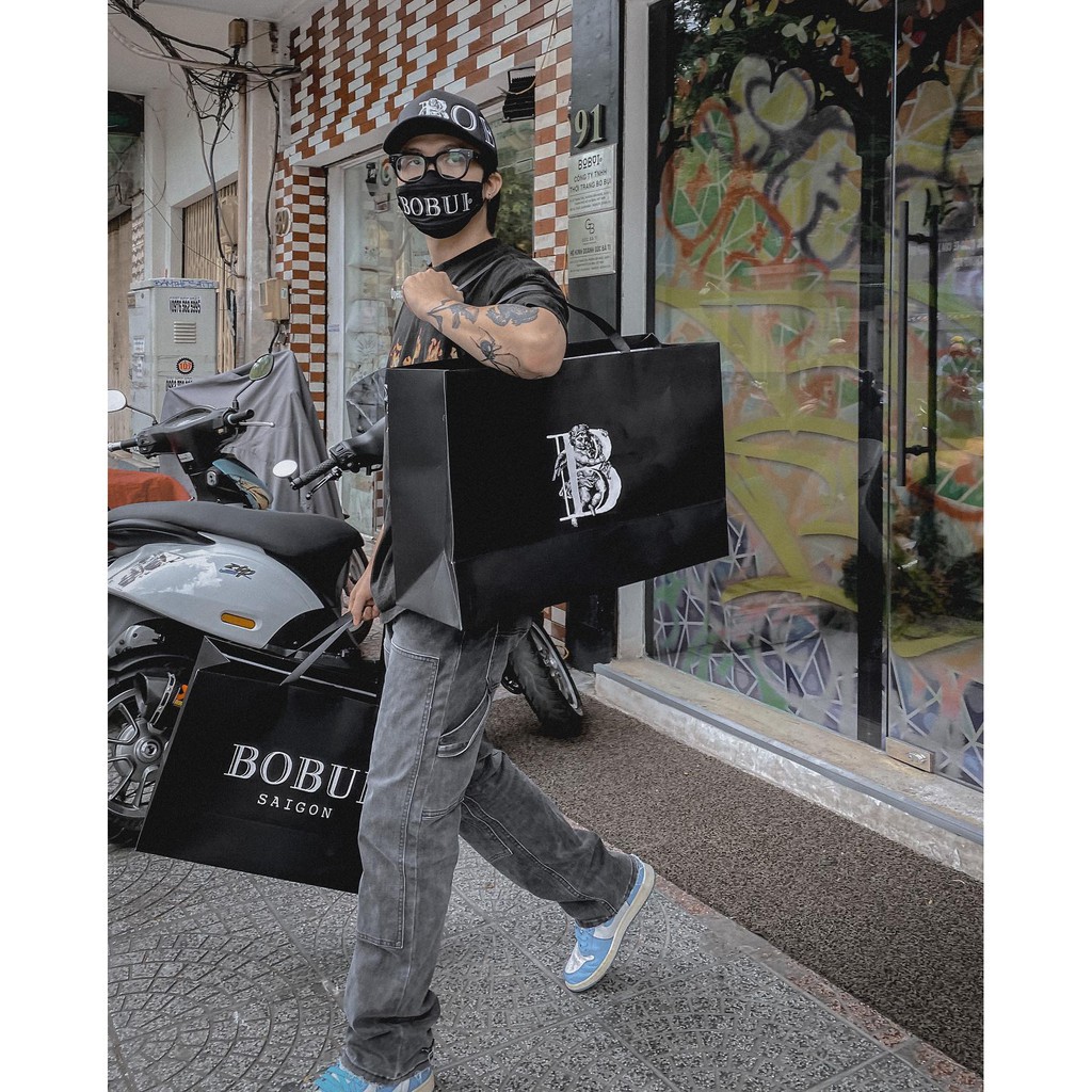 Khẩu trang mask BOBUI logo màu đen