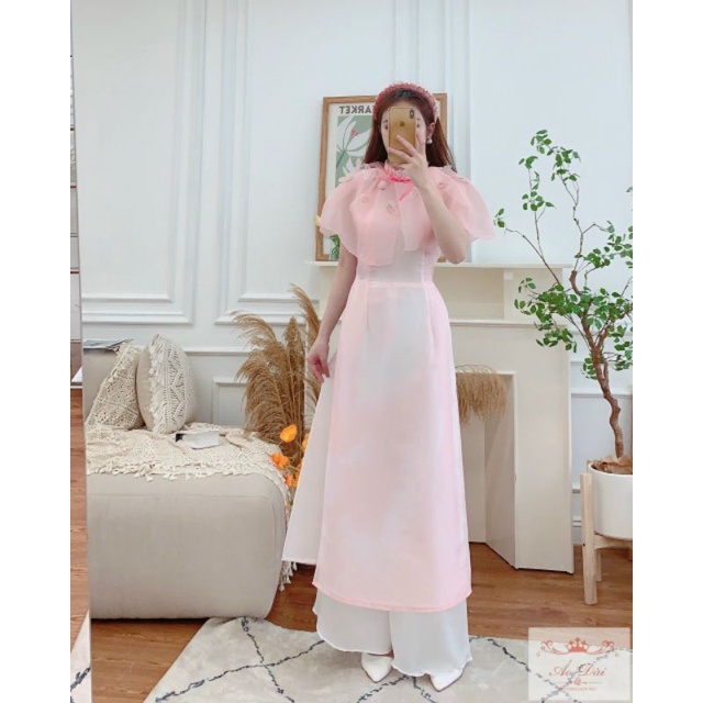 🌸🌸 Áo dài cách tân tiểu thư "Ý Nhi" nhún bèo cổ nơ siêu xinh mặc lên tôn dáng thời thượng thời trang thiết kế cách tân