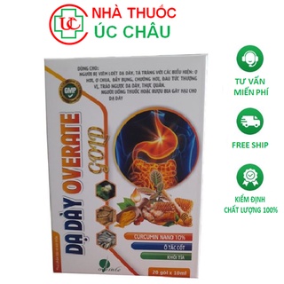 Dạ dày Overate Gold- Mật ong, nghệ, Curcumin nano giúp bảo vệ niêm mạc dạ dày, Giảm trào ngược dạ dày - Hộp 20 gói