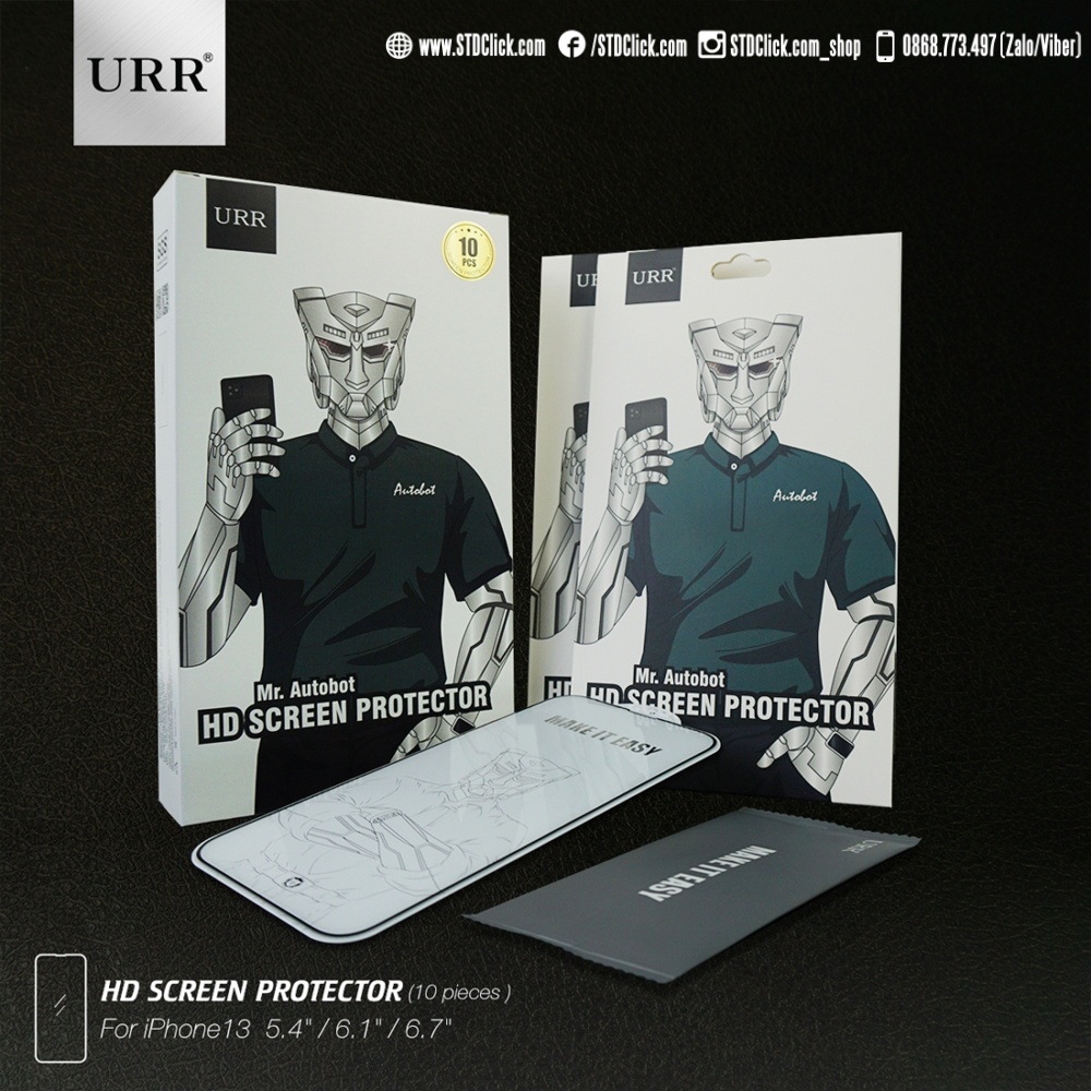 KÍNH CƯỜNG LỰC IPHONE 13 - 13 PRO - 13 PRO MAX URR AUTOBOT HD SCREEN CHÍNH HÃNG
