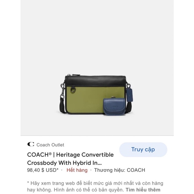 Túi nam đeo chéo Coach Heritage độc lạ