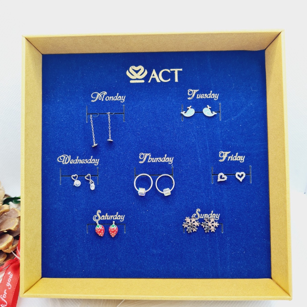 Sét bông tai 7 ngày mẫu 20 - quà tặng vợ, quà tặng bạn gái, quà 20/10, quà 8/3, quà valentine, quà g