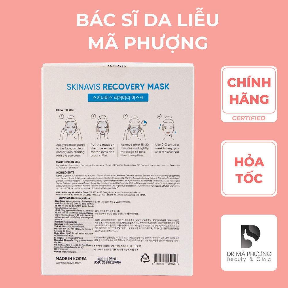 Mặt nạ cấp ẩm phục hồi skinavis Xanh - Dược Mỹ Phẩm Bác Sĩ Mã Phượng