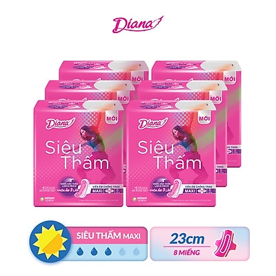 Băng vệ sinh Diana siêu thấm siêu mỏng cánh 8 miếng/gói, không cánh, maxi