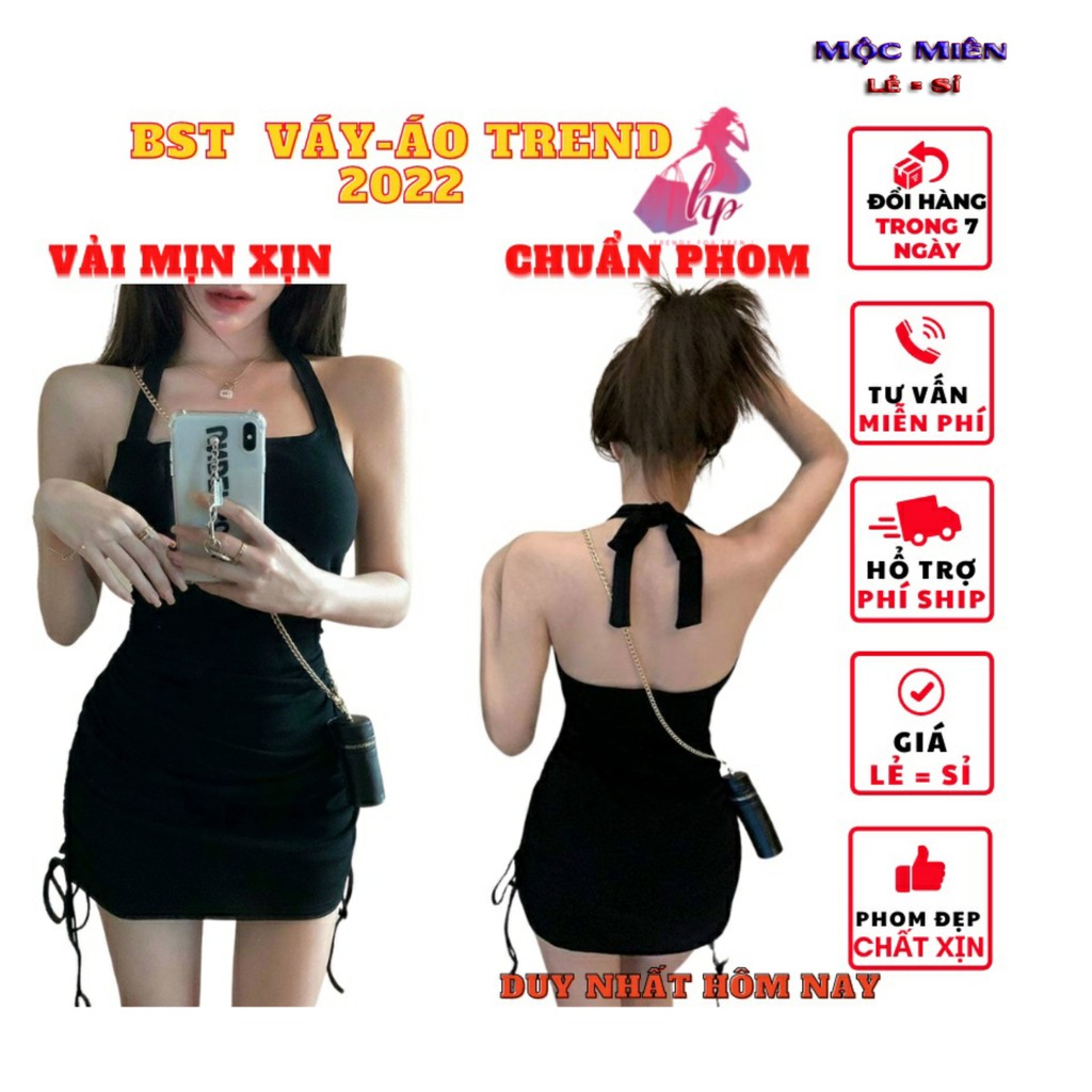 Đầm nữ ôm boody kiểu hở lưng có mút ngực dạng yếm dây rút cực sexy mẫu mới thời trang trend 2021 -VD11.