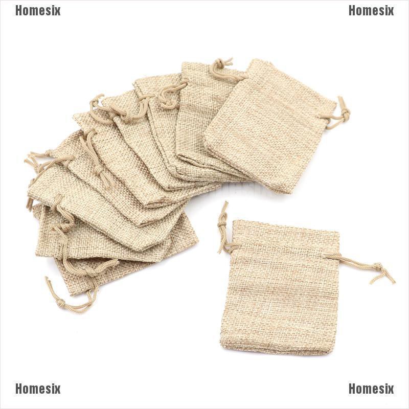 Set 10 túi vải bao linen mini dây rút đựng trang sức xinh xắn