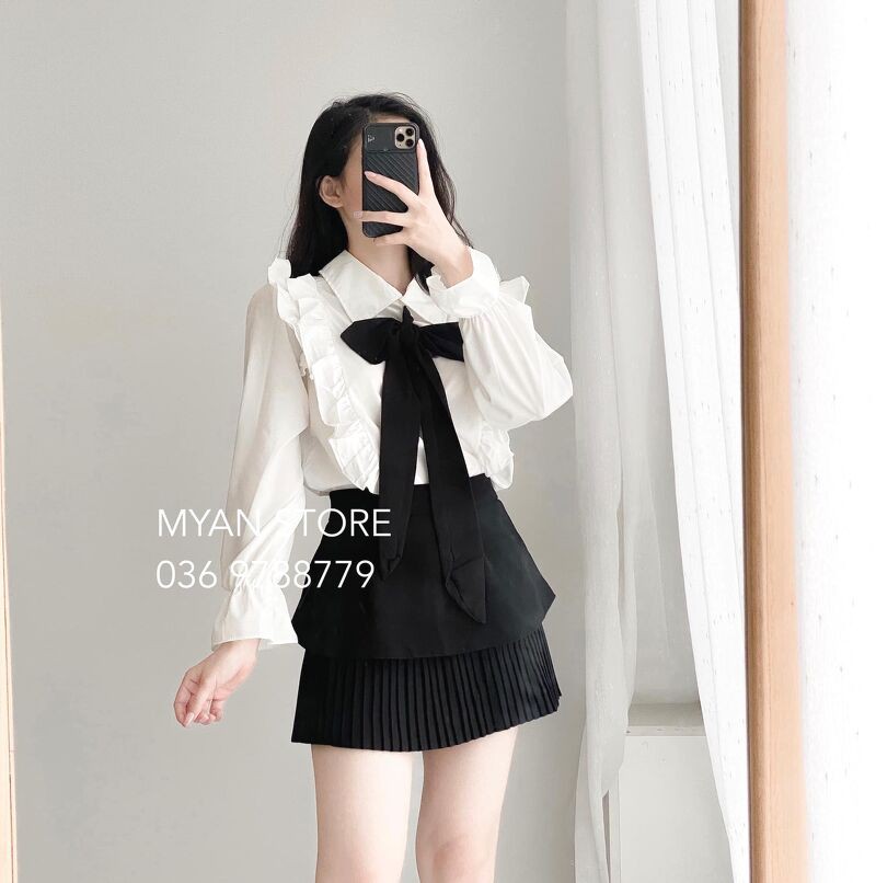 Áo sơ mi trắng cổ đức bèo AVN042109