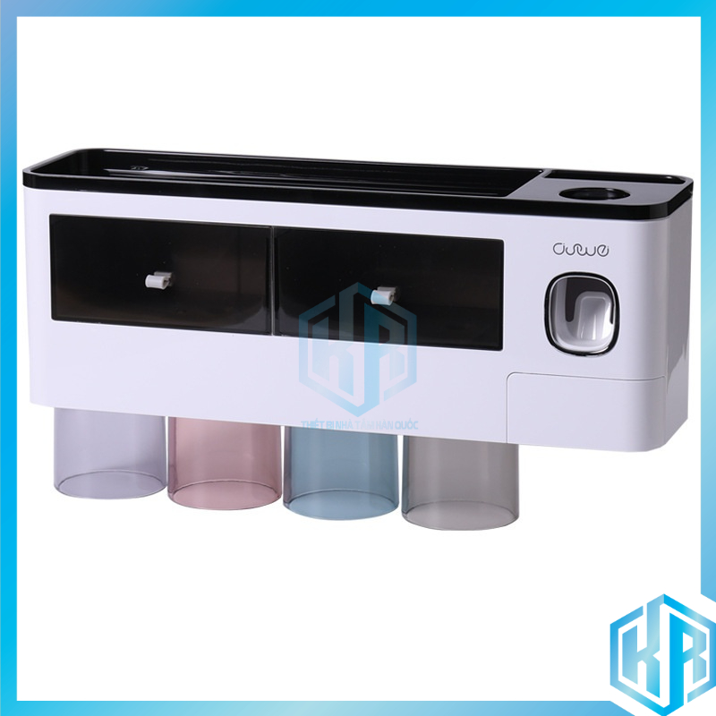 Bộ nhả kem đánh răng tự động - Bộ 4 cốc - Kệ để đồ phòng tắm thông minh - Kèm miếng dán siêu chắc chắn - A1910
