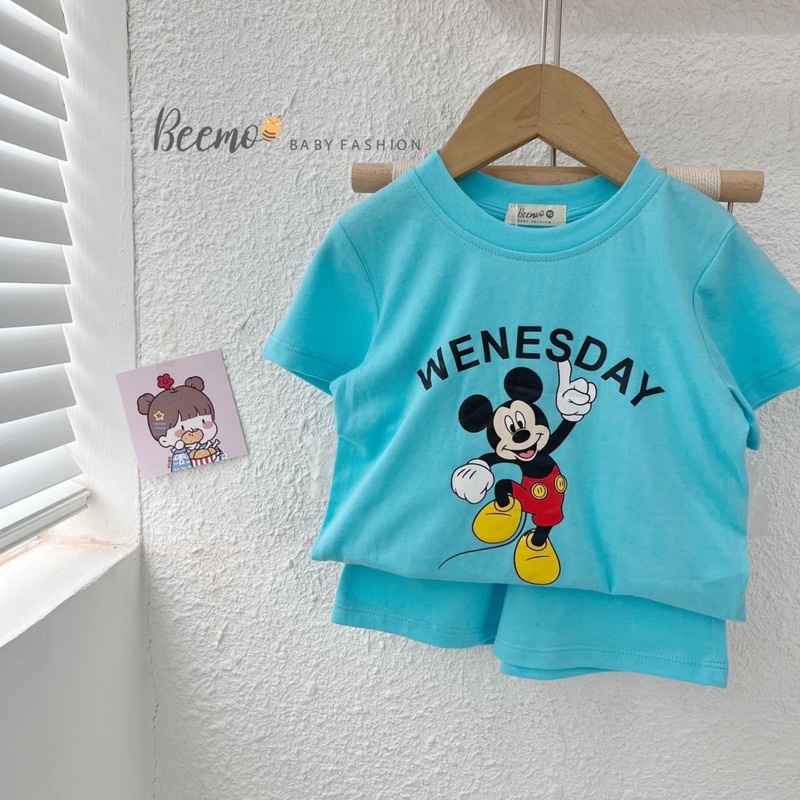 Bộ short cotton micky bé trai bé gái-MS70