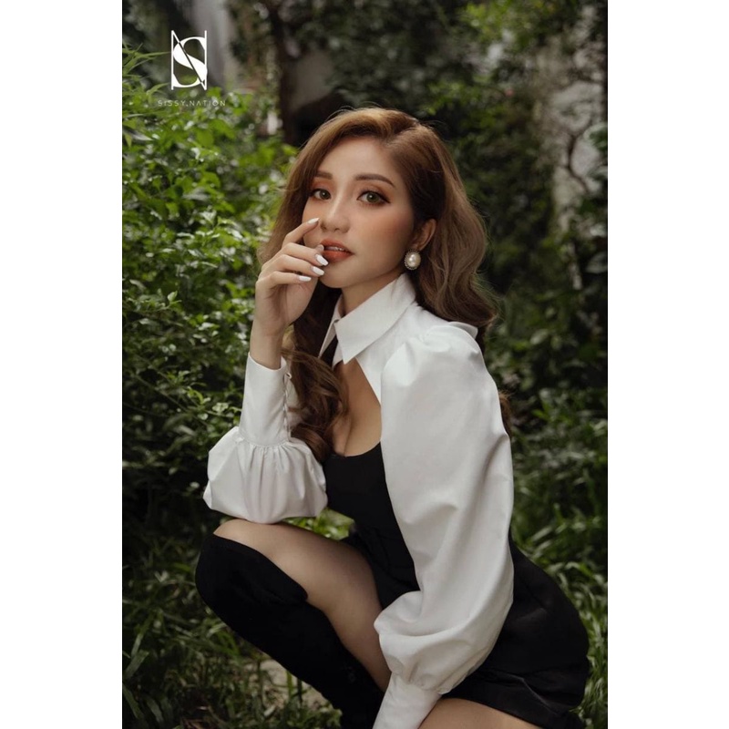 Áo Peplum Cổ Sơ Mi