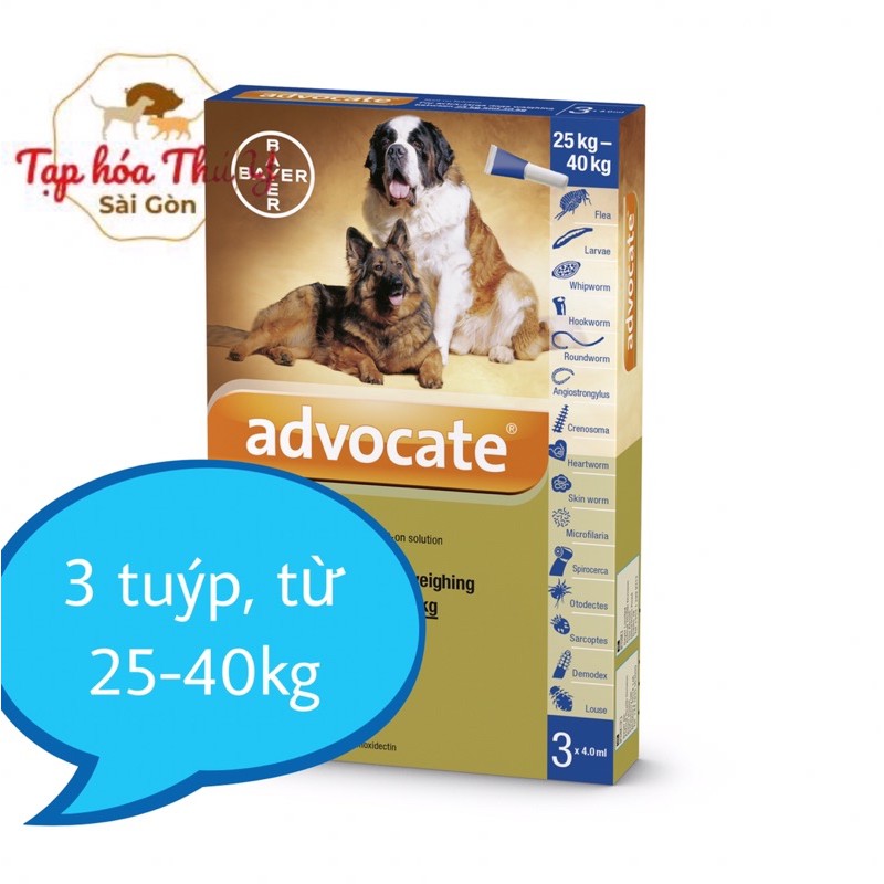 TUÝP NHỎ GÁY PHÒNG VE, RẬN, BỌ CHÉT, DEMODEX ( ADVOCATE)