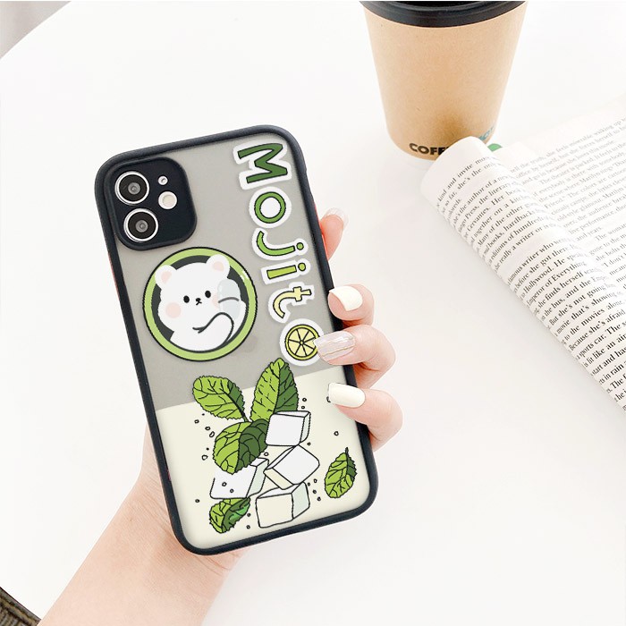 Ốp lưng iphone Gấu Mojito nhám viền nổi cong 5/5s/6/6plus/6s/6splus/7/7plus/8/8plus/x/xr/xs/11/12/pro/max/plus/promax | BigBuy360 - bigbuy360.vn