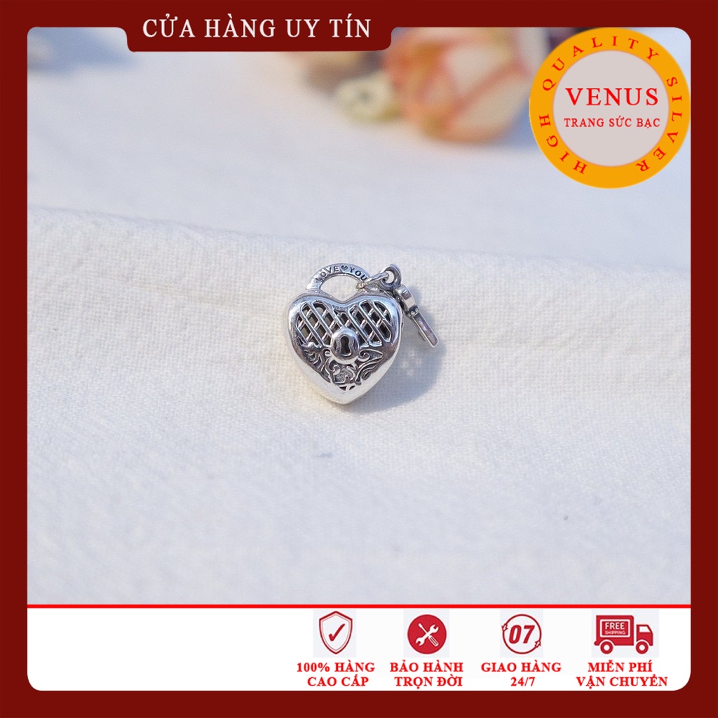 [Charm bạc 925 cao cấp] Charm treo tim chìa khóa- Mã sản phẩm VENUSTKT