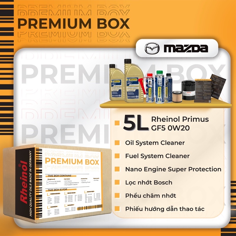 RHEINOL PREMIUM BOX - MAZDA - Bộ dầu nhớt động cơ nhập khẩu Đức cao cấp
