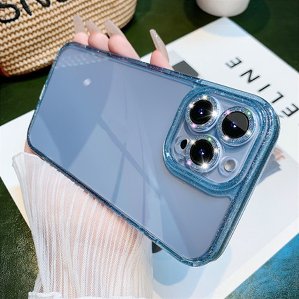 Ốp Điện Thoại iPhone 14 13 12 11 Pro Max Plus Trong Suốt Đính Đá Lấp Lánh Chống Sốc Bảo Vệ Ống Kính Máy Ảnh Cho