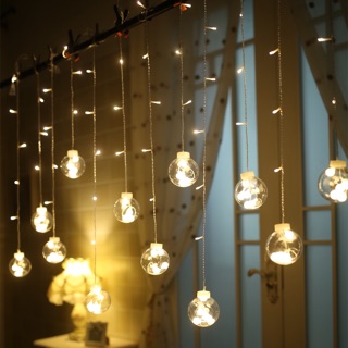 Đèn led mành quả cầu 12 bóng màu vàng mẫu mới 2018