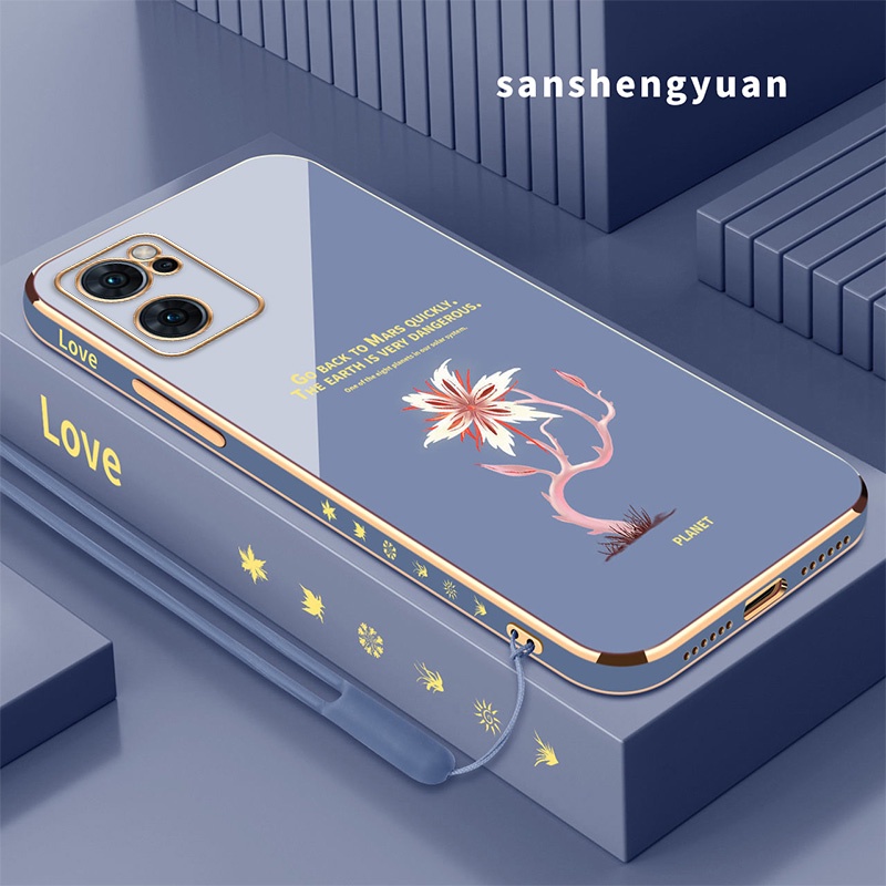 Ốp Điện Thoại silica gel Mềm Mạ Điện Hình Hoa Chống Sốc Cho oppo a96 4g oppo a76 4g