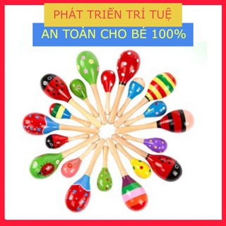 Lục lạc gỗ đầu tròn cho bé (Nhiều mẫu màu sinh động)