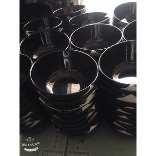 Chén(bát) cơm , súp nhựa Melamine màu Đen/Trắng Size 11.2*5.4cm