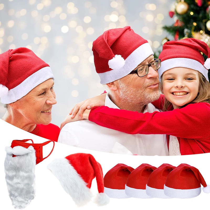 Mũ Ông Già Noel 3D Kèm Râu Bằng Lông Nhung Dày Dặn Dành Cho Trẻ Em Và Người Lớn Hóa Trang Giá