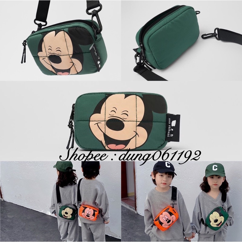 Túi đeo chéo zara mickey xanh mẫu mới 2022 (hàng chuẩn xuất kèm túi hãng)