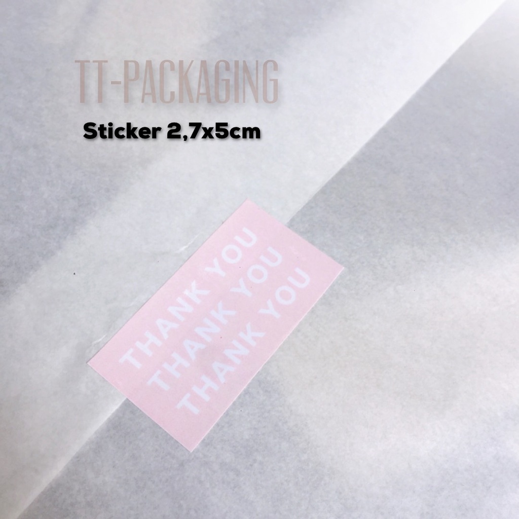 100 Sticker tem dán Thank you kiểu hiện đại, tràn viền, hình chữ nhật kích thước 2.7x5cm.