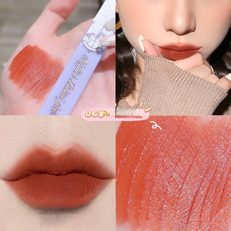 Son Môi Màu Nhung Lì Lâu Trôi Không Thấm Nước Thiết Kế Kiểu Vòng Xoay Ngựa