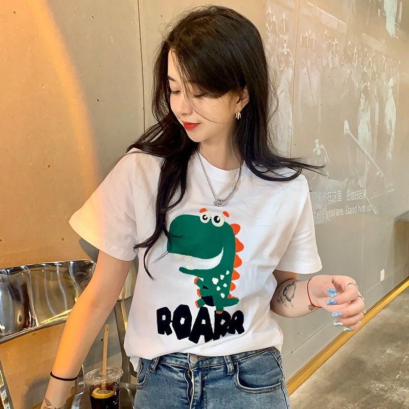 Áo thun SUXI tay ngắn cổ tròn thêu họa tiết thời trang dành cho nữ