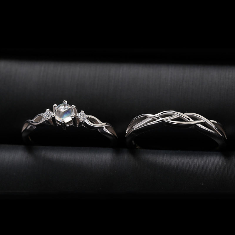 Nhẫn cặp đính đá quý nhân tạo sang trọng có thể điều chỉnh