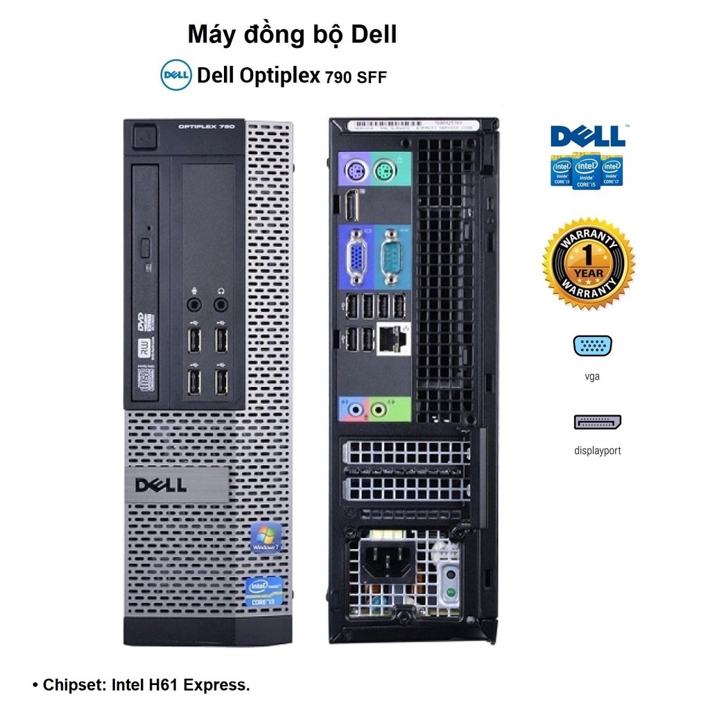 Máy tính để bàn PC Dell Optiplex 790SFF Core I5-2400, RAM 4Gb,  SSD 128Gb - Bảo Hành 12 Tháng