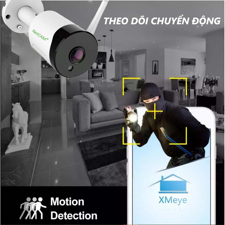 Camera IP Wifi Ngoài Trời NetCAM PT2.0 (1080P) Quay Toàn Cảnh 180º - Hãng Phân Phối Chính Thức