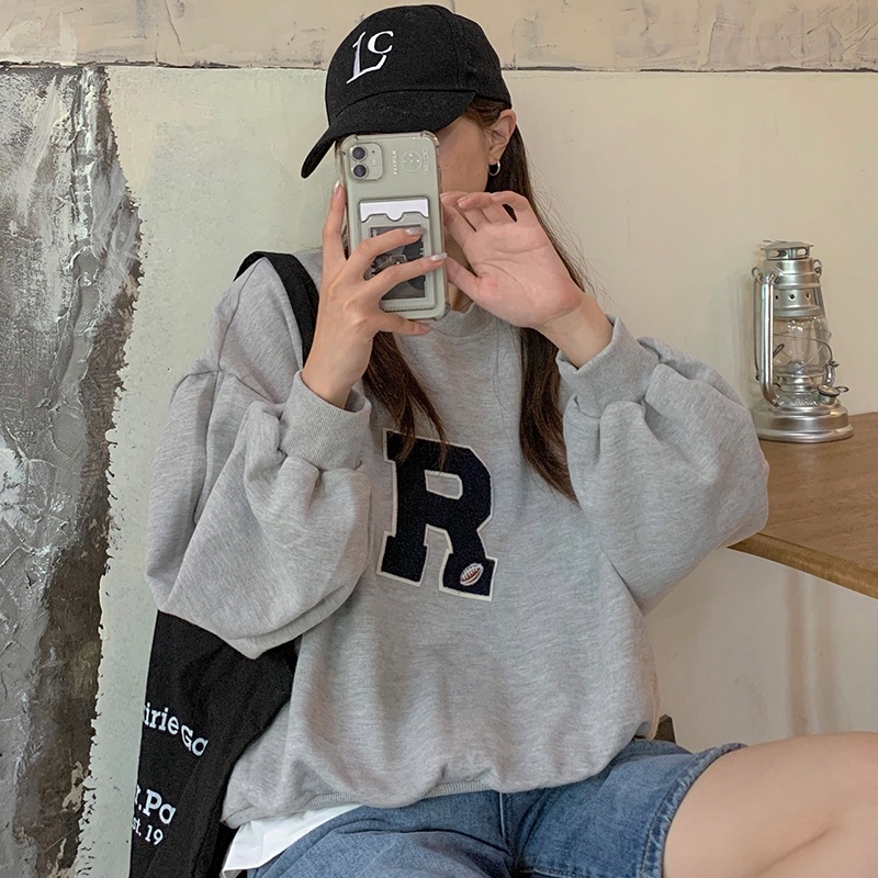 Áo Nỉ Nữ Dài Tay Cổ Tròn Thời Trang Hàn