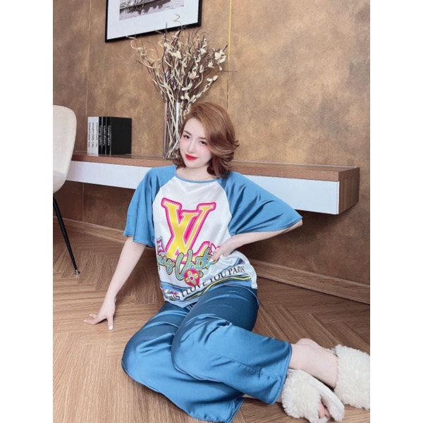 Bộ Lụa Satin Tay Cánh Tiên - Hàng Thiết Kế Satin In 4D Mềm Mịn