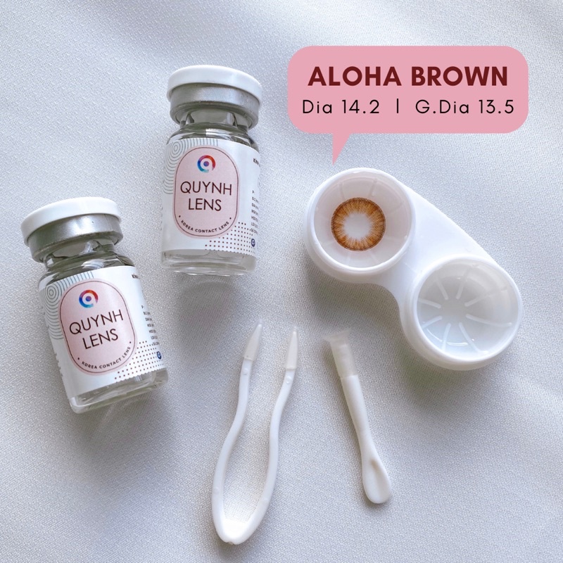 Kính áp tròng QUỲNH LENS aloha brown 0-8 độ