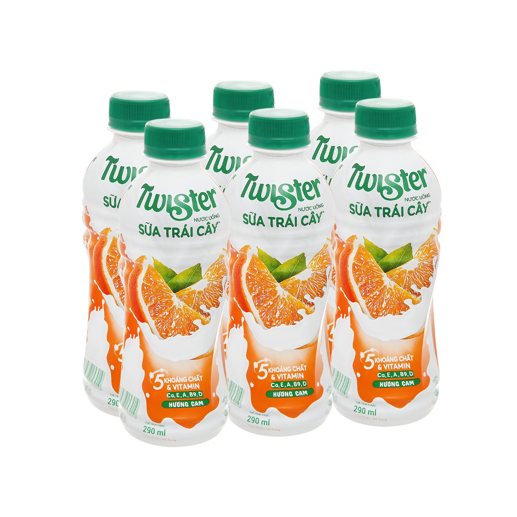 Thùng 24 chai sữa trái cây Twister hương cam 290ml