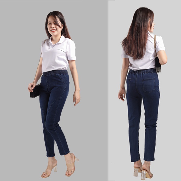 quần bò cạp chun kiểu dáng baggy co gian v202