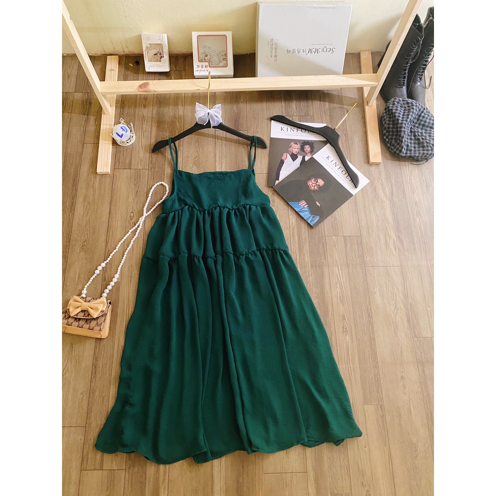 Váy Babydoll Đũi Xanh Hai Dây Ullzang Mặc Đi Chơi Bánh Bèo Form Rộng Hottrend Mã 363 | BigBuy360 - bigbuy360.vn