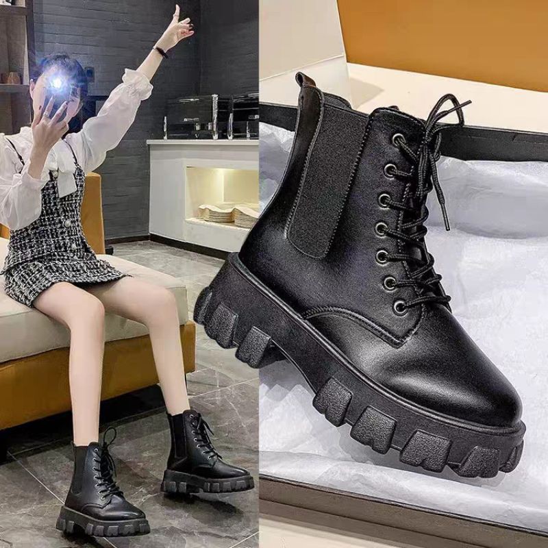 (Sẵn 35/37/40) Boots cao cổ 5cm dành cho mùa thu đông 2020 hàng Quảng Châu