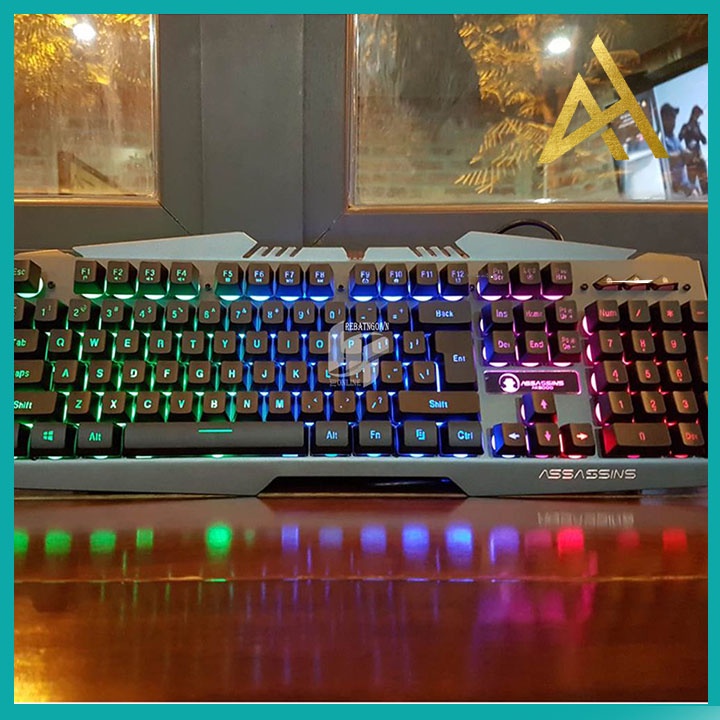 Bàn Phím Cơ Gaming Đèn LED 7 Màu ASSASSINS AK-8000 USB Chuyên Game Bàn phím Máy Vi Tính PC Laptop Keyboard Có Dây